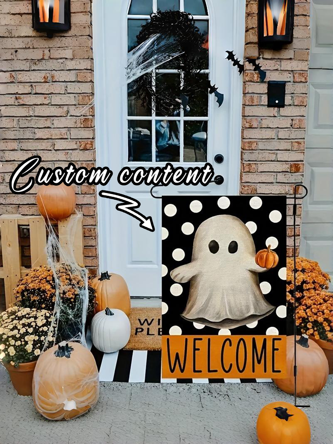 Custom Halloween Ghost Garden Flag